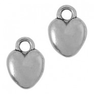 Metalen Bedel Hart met oog 12x9mm Antiek zilver 